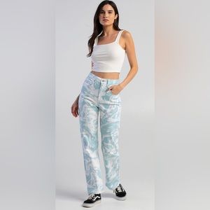 BRAND NEW WITH TAGS! Tinseltown Hi-Rise Wide Leg Blue Marble Jeans